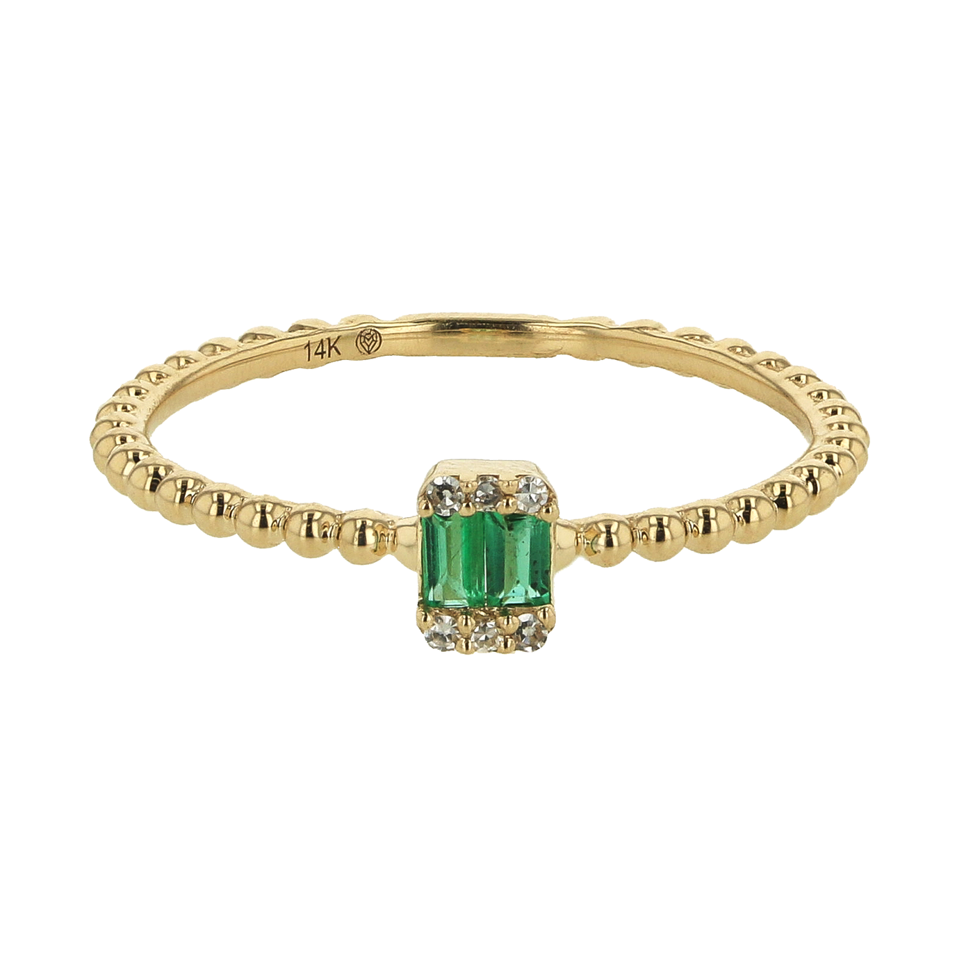 "The Evergreen" Baguette Cut 0.11 CTW Green Emerald & 0.01 CTTW Diamond Ring
