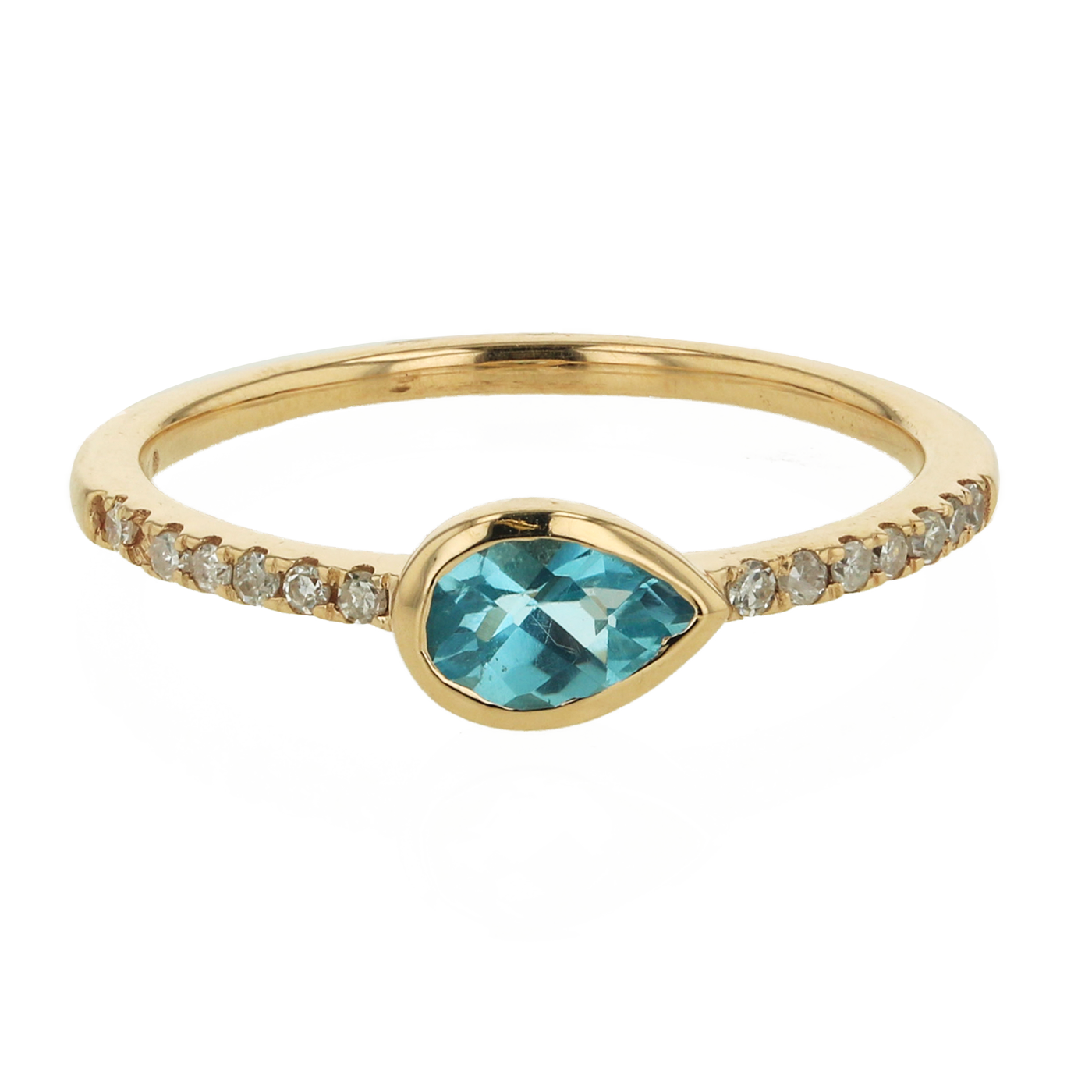 "The Skye" 0.62 CTW Pear Shape Blue Topaz and 0.10 CTTW Diamond Ring