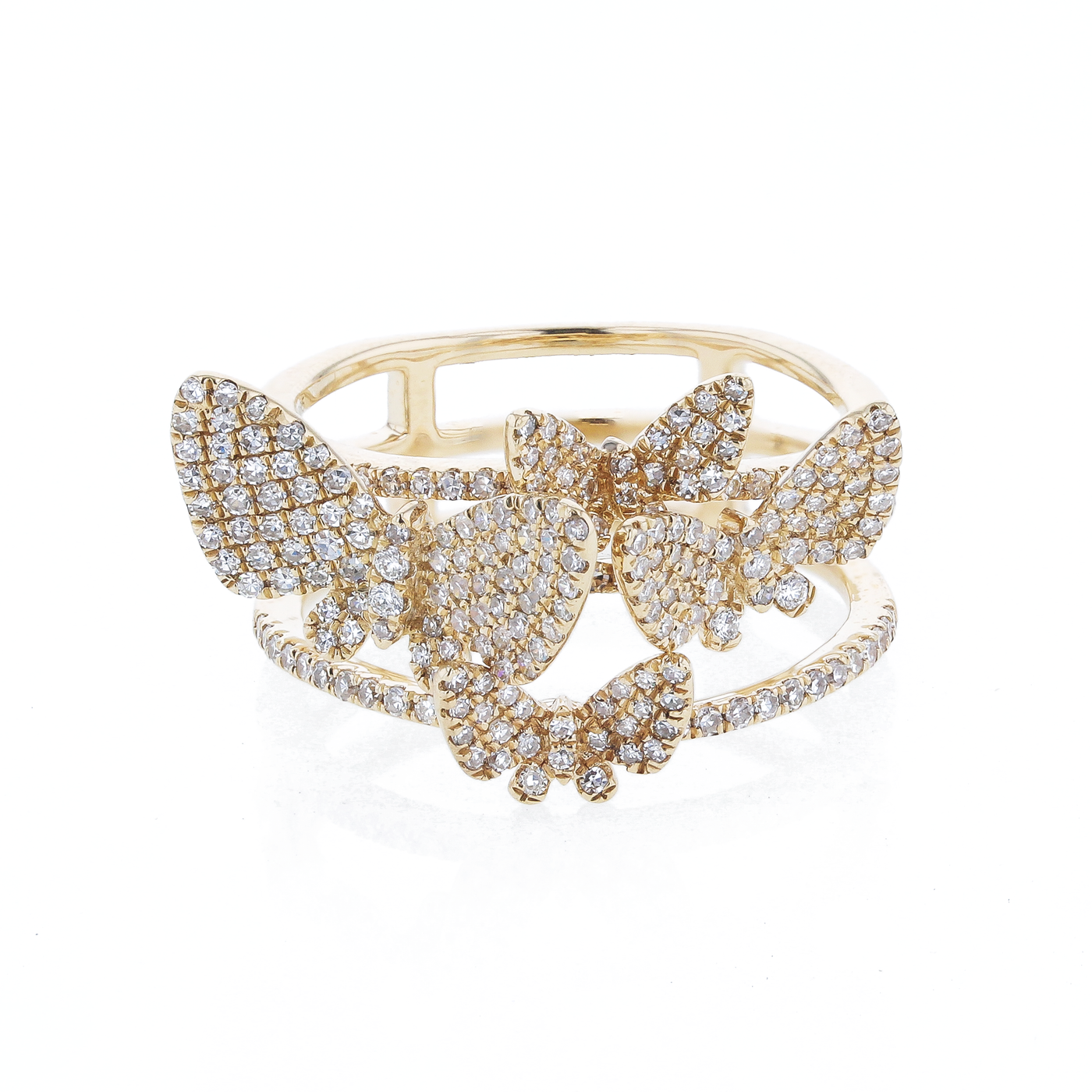 .77 CTTW Diamond Butterfly Ring in 14K Yellow Gold