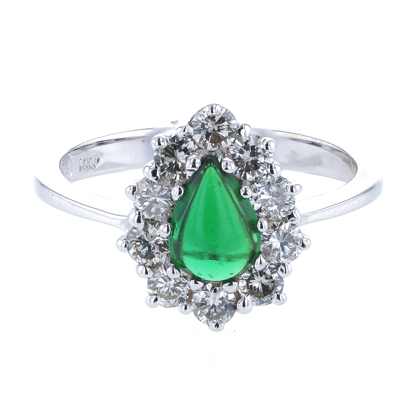 "The Emmy Diamond & Emerald Halo Ring" .60 CTW Emerald & .6 CTTW in 14K White Gold