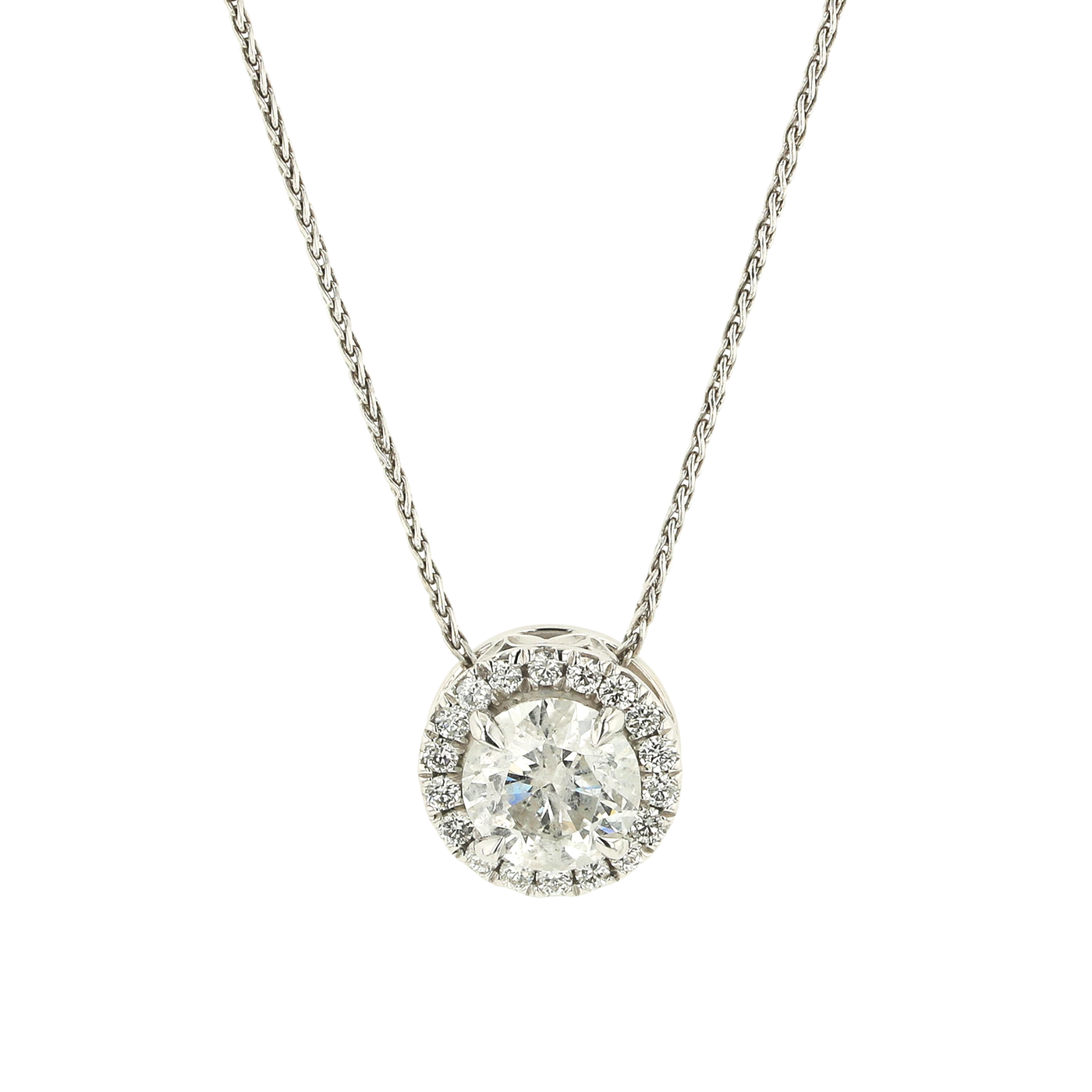 "Luminary Halo" 1.65 CTTW Halo Pendant in 18K White Gold