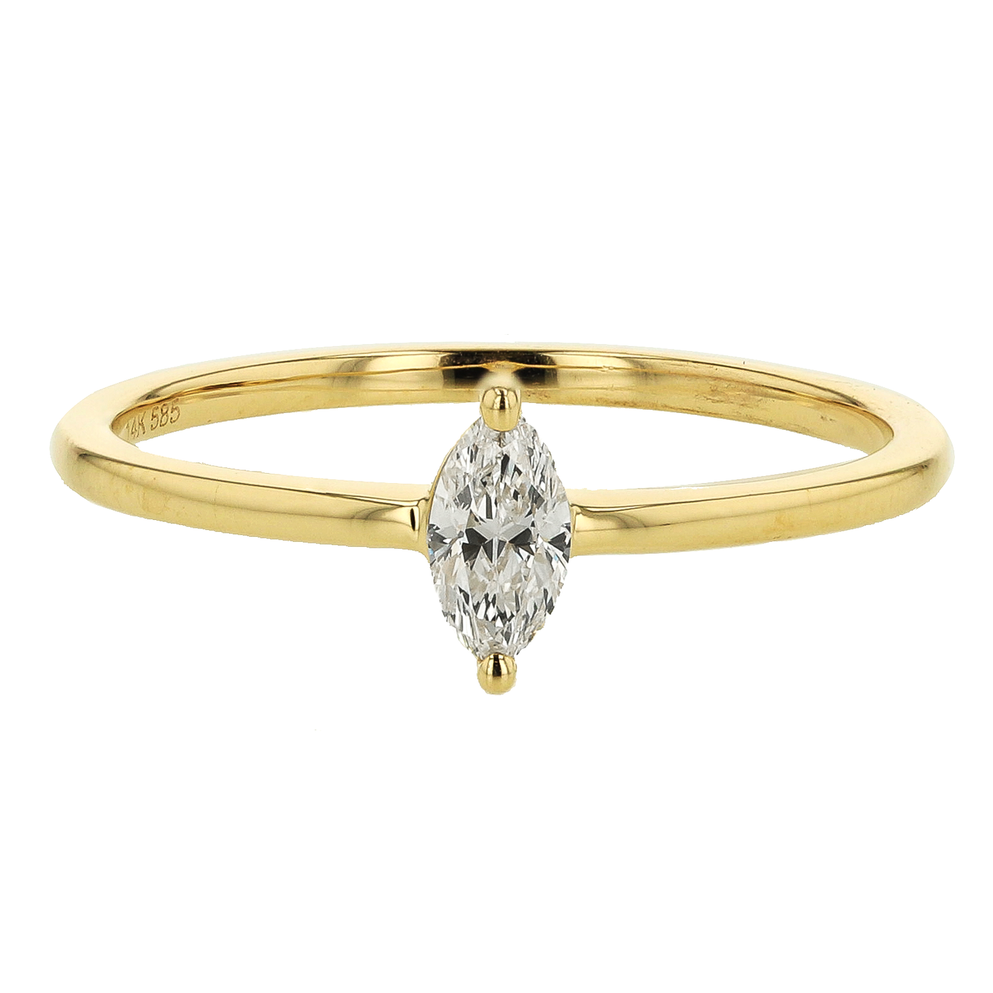 0.25 CTTW Marquise Cut Diamond Ring in 14K Yellow Gold