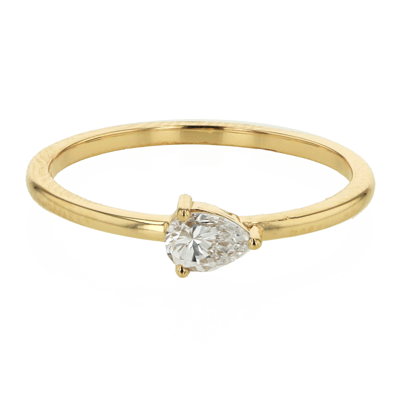 "BlissPear" 0.25 CT Pear Shaped Solitaire Diamond Ring