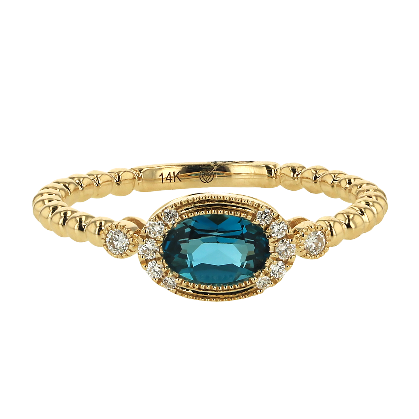"The Azure" 0.47 CTW Oval Blue Topaz and 0.07 CTTW Diamond Ring