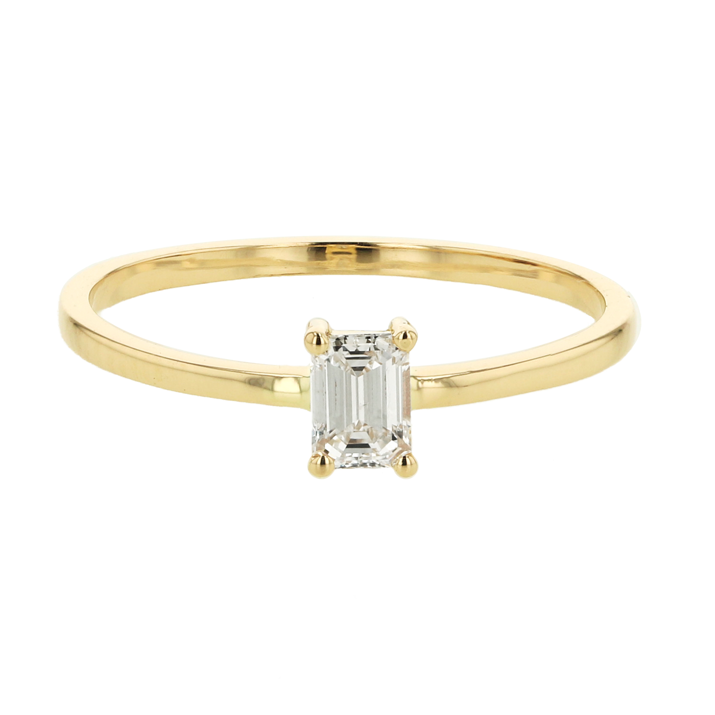 0.28 CT Emerald Cut Solitaire Diamond Ring in 14K Yellow Gold