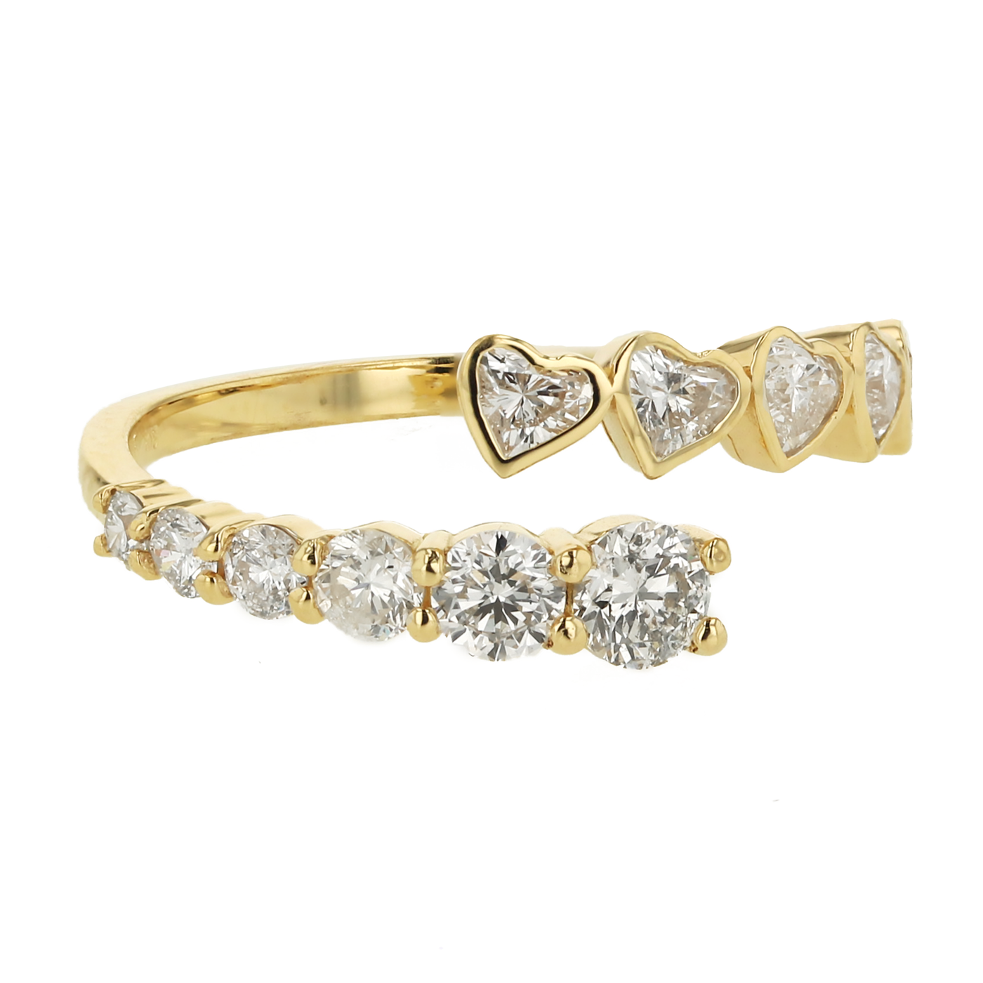 0.92 CTTW Heart & Round Diamond Wrap Ring in 14K Yellow Gold