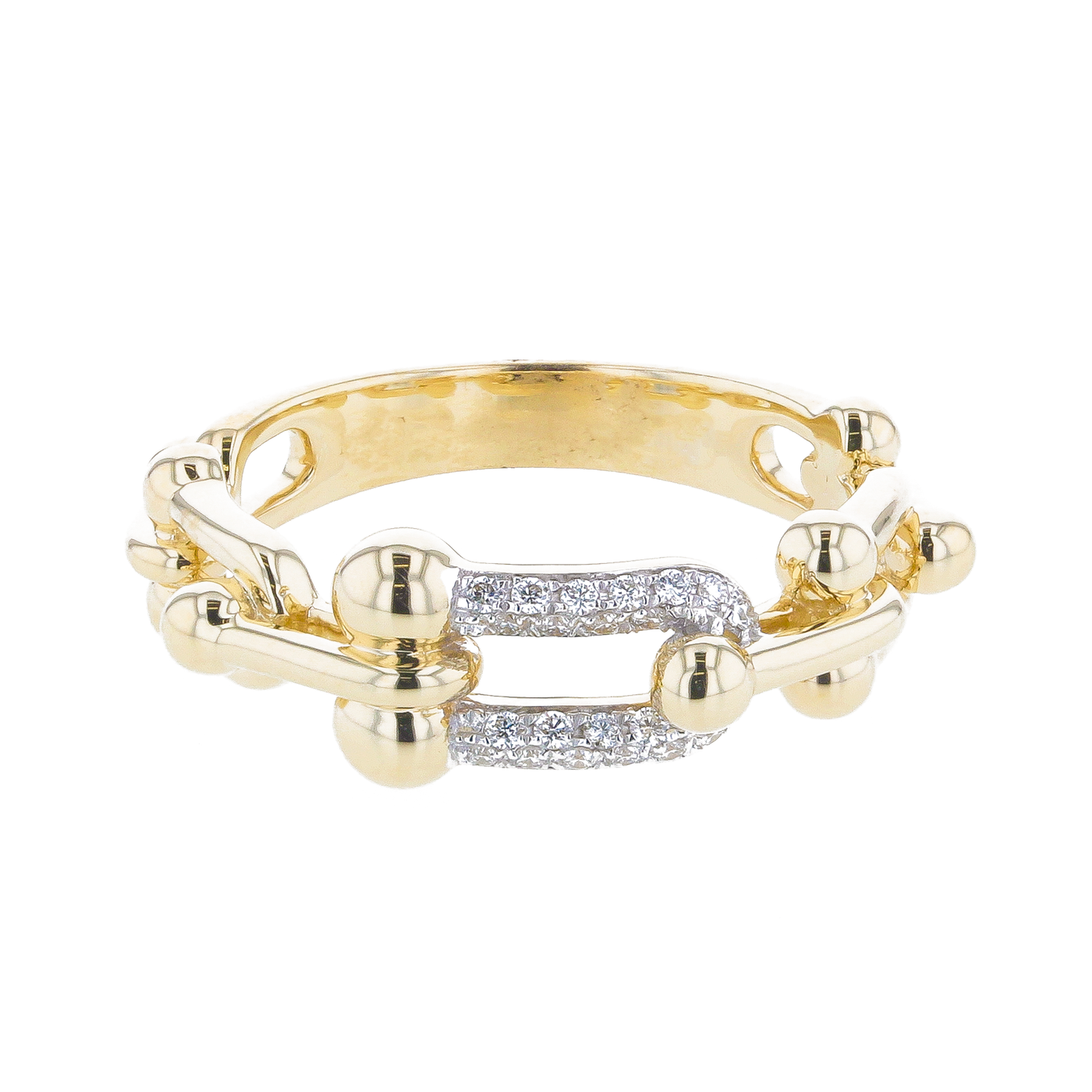 "The Link Pavé" 0.13 Diamond Ring in 14k Yellow Gold