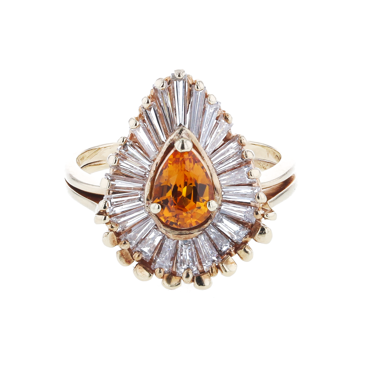 "The Ballerini Citrine and Baguette" .50 CTTW Gold Sapphire and 1.5 CTTW Diamond Ring in 14K Yellow Gold
