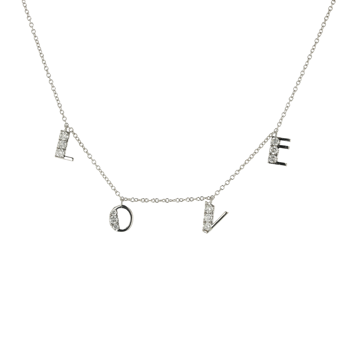 "L-O-V-E" 0.33 CTTW Diamond Necklace in 14K White Gold