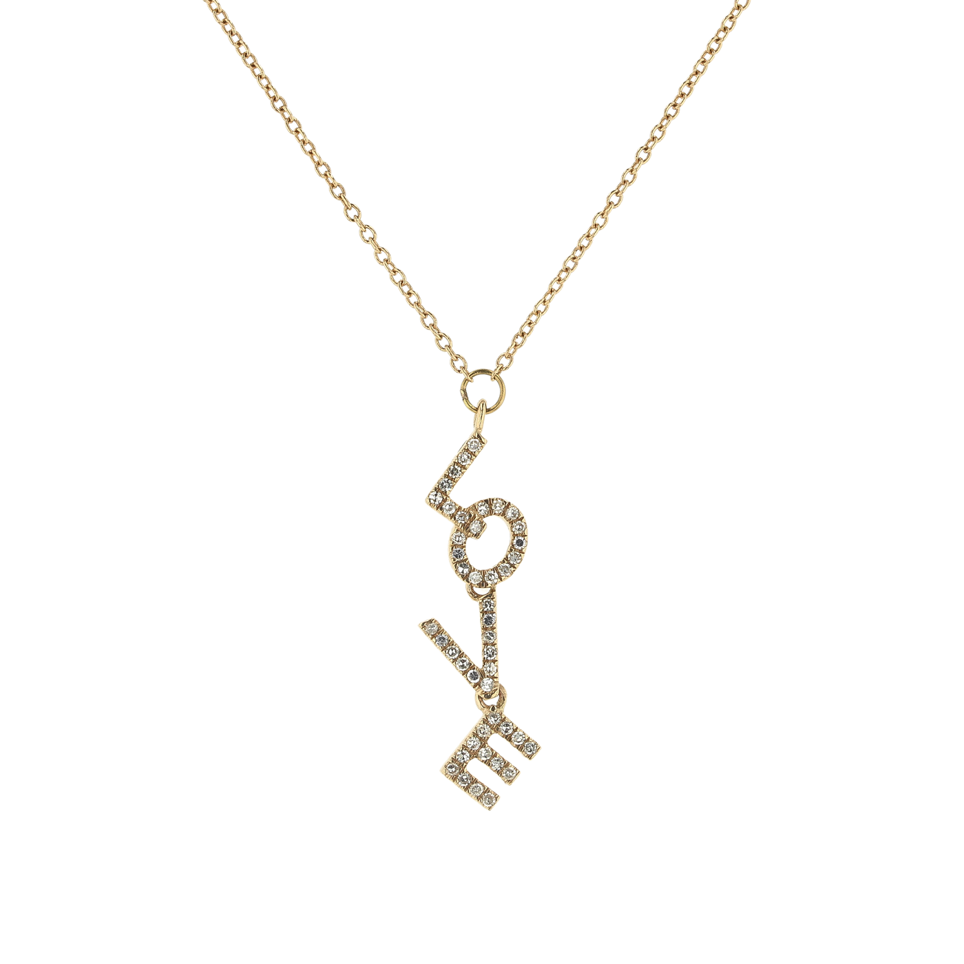 "Serene LOVE Drop" 0.13 CTTW Diamond Drop Necklace in 14K Yellow Gold