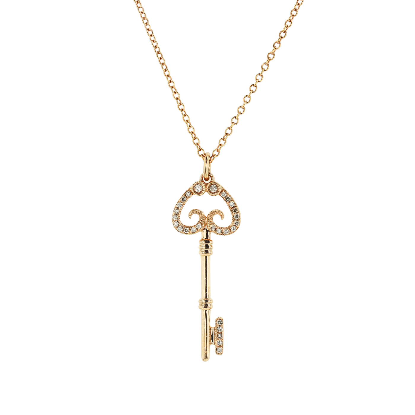 "Key to Enchantment" .10 CTTW Diamond Pendant Necklace in 14K Rose Gold